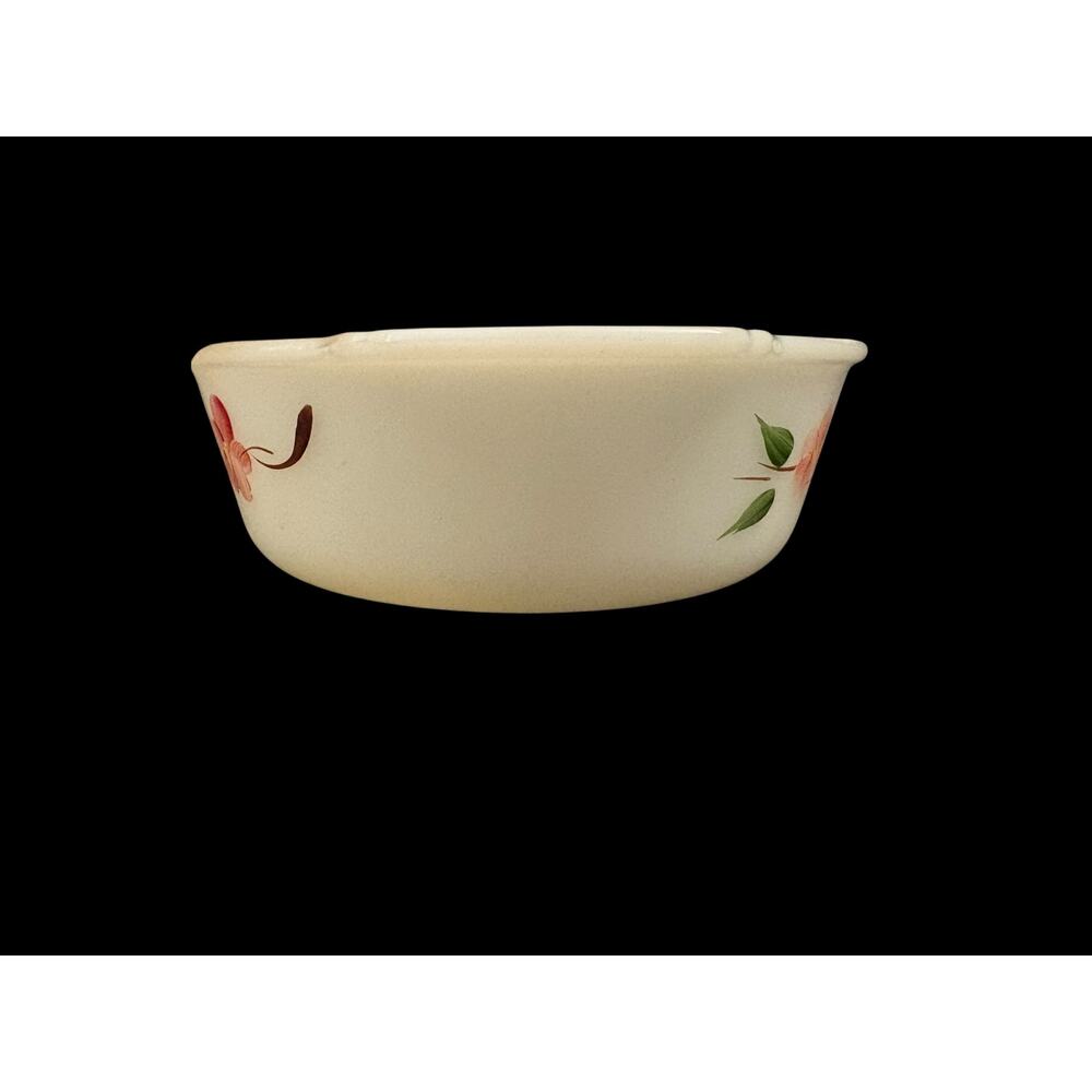 Anchor Hocking Fire-King Milk Glass Casserole Dish Peach Blossom" or "Dogwood" - Picture 3 of 7